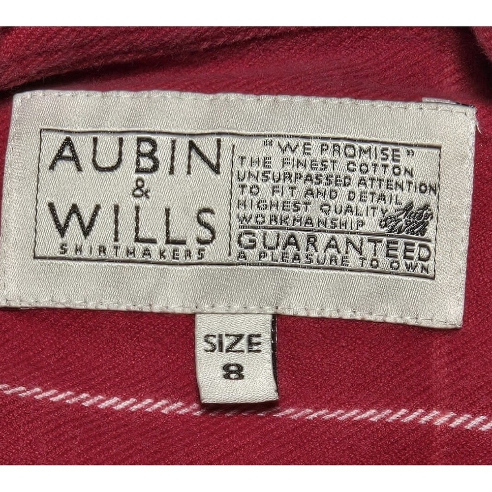 Aubin & Wills Check Shirt Size UK 8 US Small Red Plaid Check London England - Picture 3 of 7